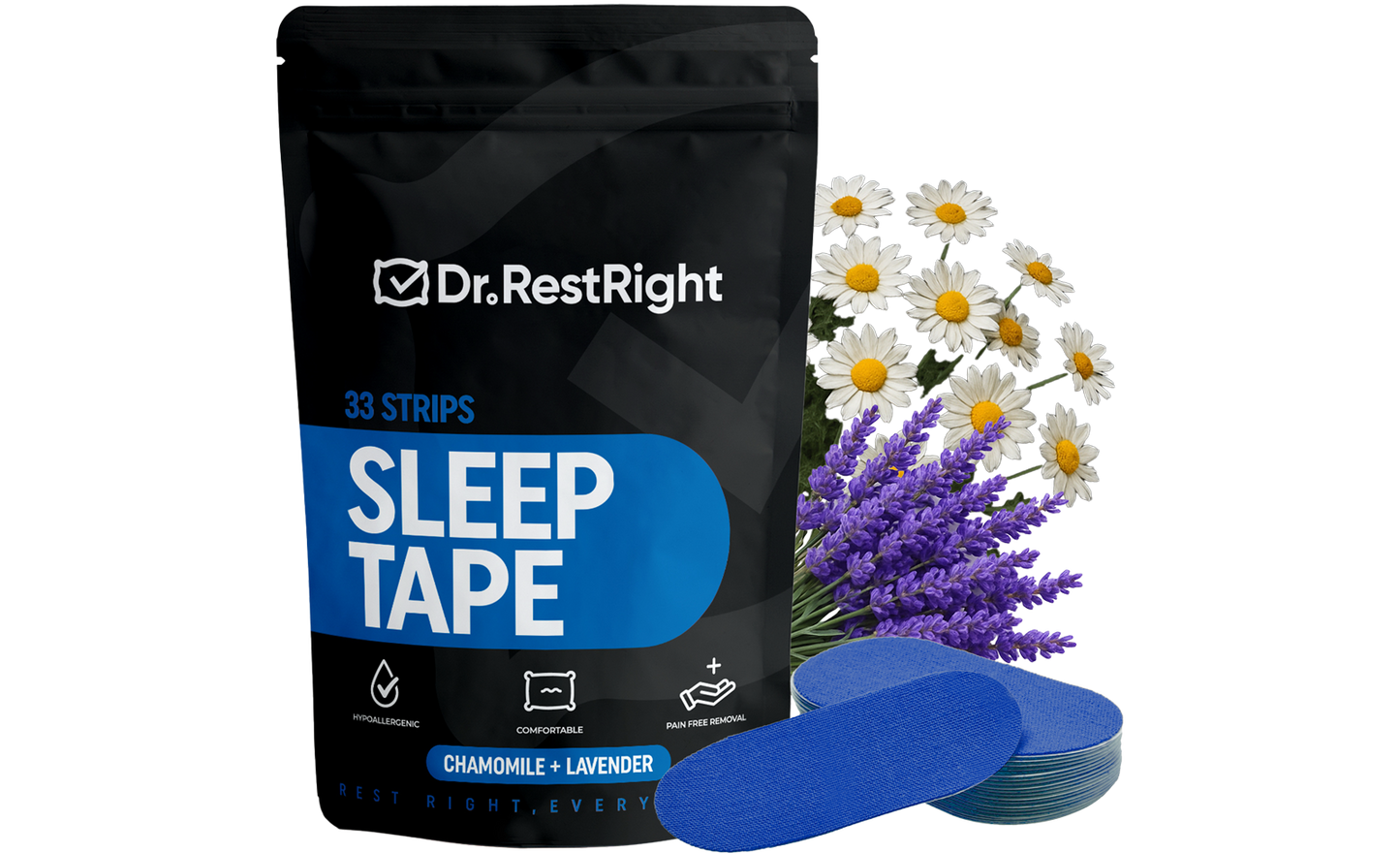 Chamomile + Lavender Scented Mouth Tape For Sleep Apnea