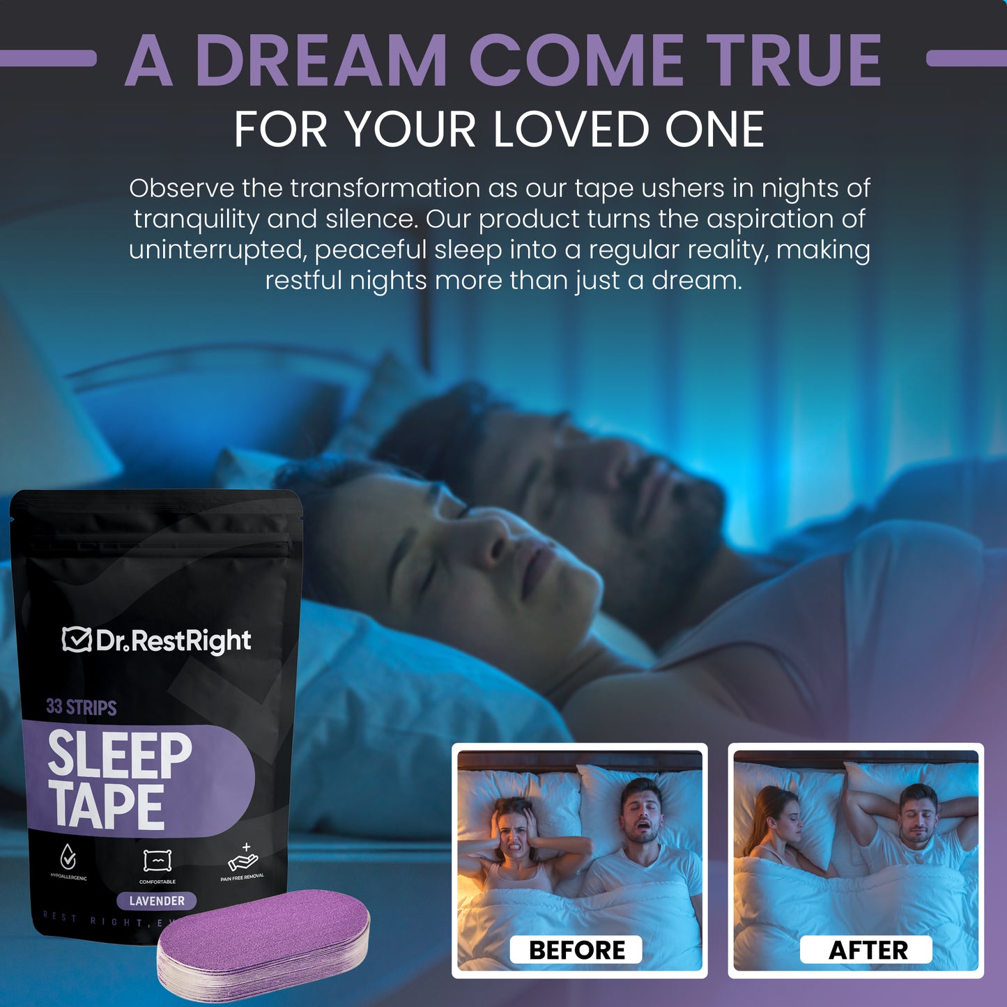 Lavender Scented Mouth Tape For Snoring & Sleep Apnea